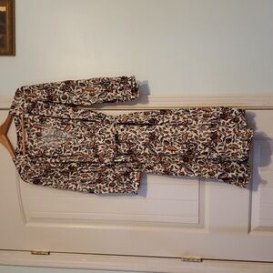 Velvet By Graham And Spencer Elegant Floral Wrap Midi Dress Autumn Preppy Modest